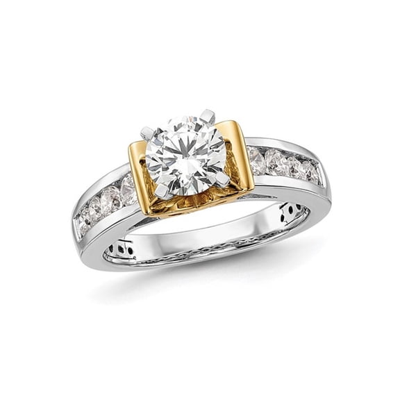 1.65 Carat (Ctw VS2-VS1, D-E-F) IGI Certified Lab-Grown Diamond Engagement Ring 14K White and Yellow Gold for Women