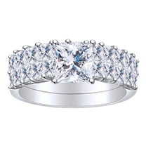 AFFY 1.65 Carat Princess Shape White Natural Diamond Semi Mount Wedding Ring Set 18K Solid White Gold Ring Size-5.5