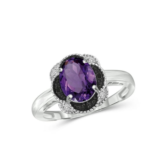 1.65 Carat T.W. Amethyst Gemstone and Accent Black and White Diamond Ring