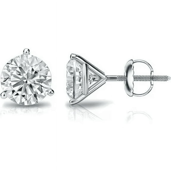 1.65 Ct Round Cut White Diamond Stud Earring's in 14K White Gold Plated - Birthday Gift For Wife