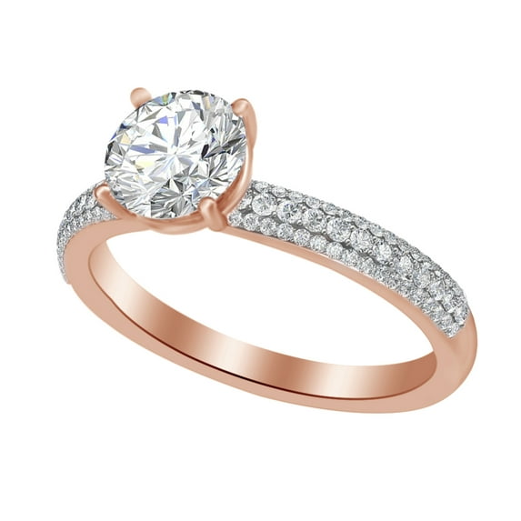 AFFY 1.65 Ct White Natural Diamond Solitaire Engagement Ring in 14k Rose Gold Ring Size - 10