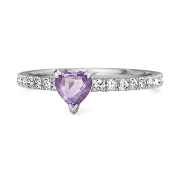 1.65 Cts Amethyst 925 Sterling Silver Heart Ring Unique Lovers Women Valentines Day Gifts Ring