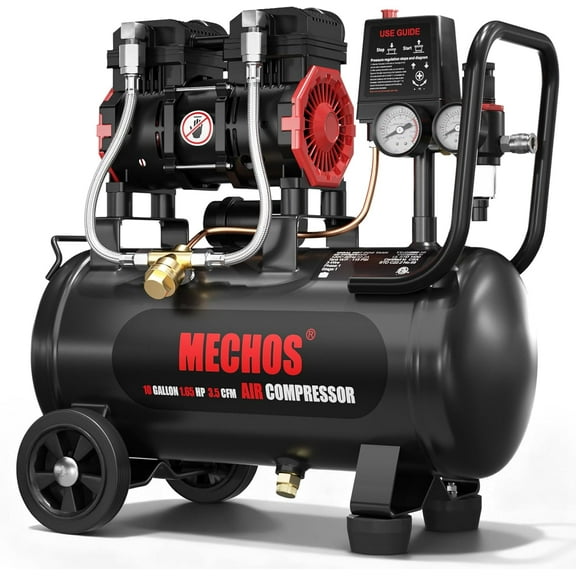 1.65 HP 110V Portable 116 Max PSI Oil-Free Air Compressor with 10 Gallon Steel Tank for Garage Tire Inflation