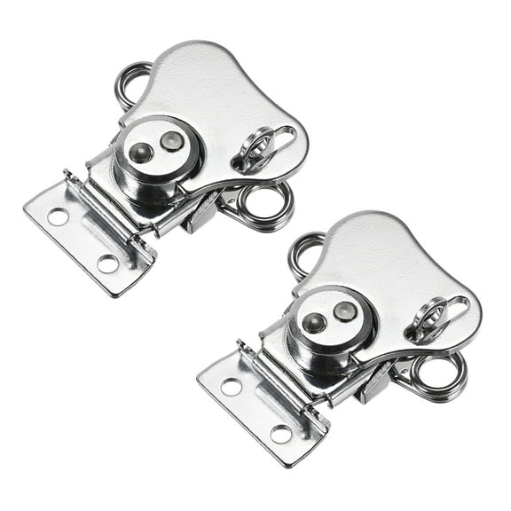 1.65" Iron Spring Loaded Butterfly Twist Latch Keeper Toggle Clamp with keyhole - 2 Pcs (Silver)