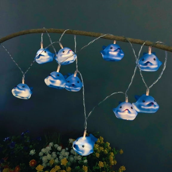 1.65 M 10LEDs Battery Powered Dolphin Light Cute Animal Blue Dolphin Shape LED String Lights for Halloween Christmas Kids Bedroom Blue Decoration