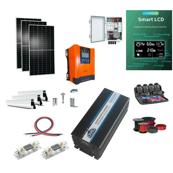 1.65KW Offgrid Solar Kit + 3KW Inverter/Charger + 60A MPPT Charge Controller