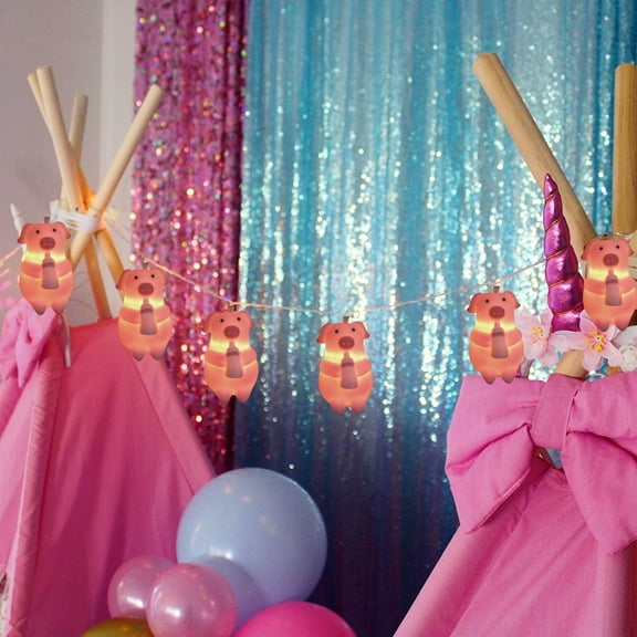 1.65M 10LEDs Battery Operated LED Pig Shape String Lights for Indoor Boys Girls Kids Bedroom Animal Lanterns Piglet Light Decoration