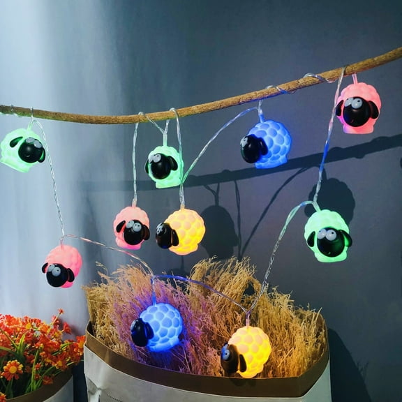 1.65M 10LEDs Multi-Colored Sheep String Lights Sheep Lights Battery Powered Animal Night Lights for Halloween Eid al-Adha Decoration