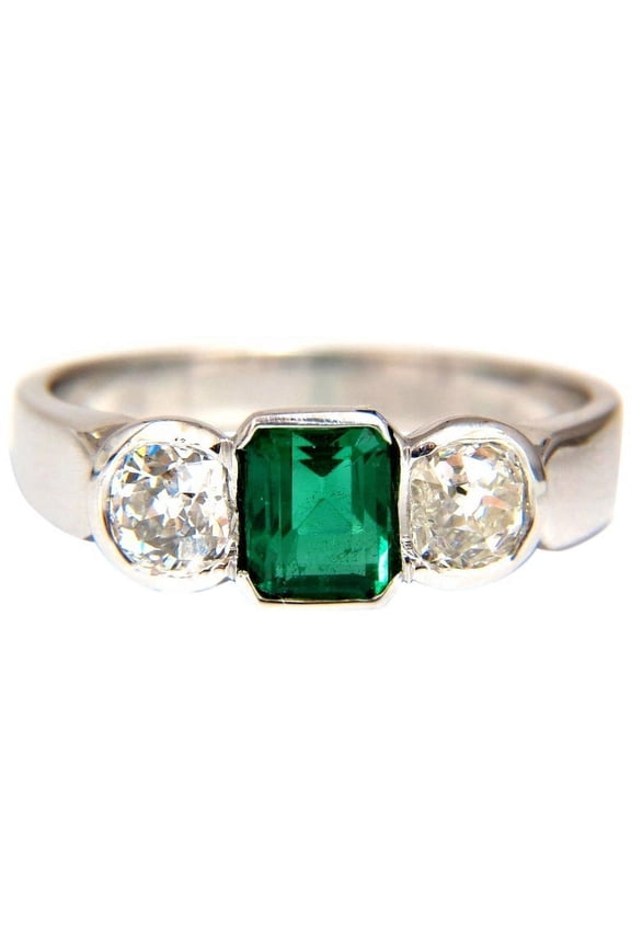 1.65ct Natural Emerald Cut Brilliant Emerald diamond ring 18kt Mod Deco