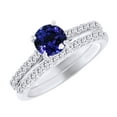 thumbnail image 1 of AFFY (1.65ct) Simulated Blue Tanzanite & White Diamond Engagement Ring Set In 14k Solid Gold With Ring Size 13, 1 of 2