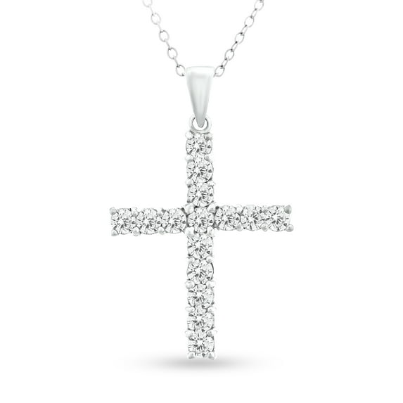 1.65ct White Topaz Cross Pendant Necklace 18 inches in Sterling Silver
