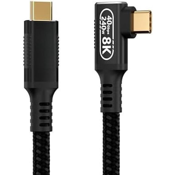 1.65ft/0.5m Thunderbolt 4 USB-C ,90- Right Angle,40Gbps Data Transfer, 240W PD , 8K Video Output, Compatible with M_acBook, , Surface, Docking Station