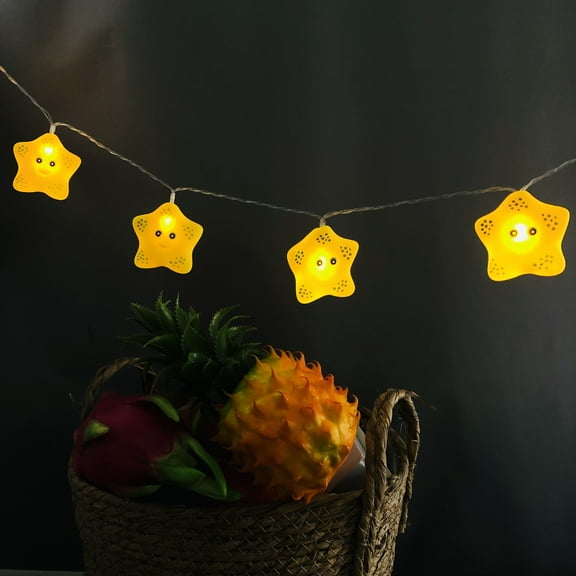 1.65m 10LEDs Cute Painted Cartoon Starfish String Light Yellow Star Night Light for Birthday Bedroom Christmas Decor