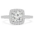 thumbnail image 1 of 1.66 CTW Round Lab Created Diamond Cushion Halo Engagement Ring with Accents in 14K White Gold - Size 4, 1 of 1
