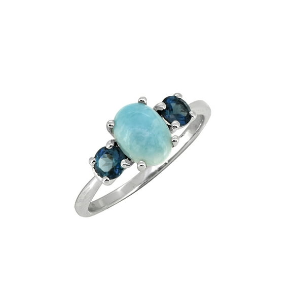 1.66 Cts. Larimar London Blue Topaz Solid 925 Sterling Silver Ring