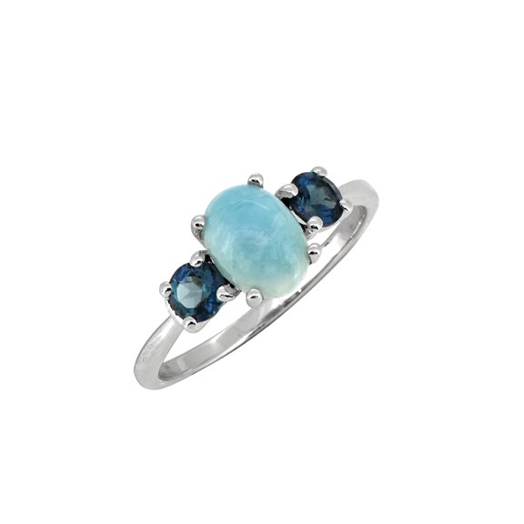 1.66 Cts. Larimar London Blue Topaz Solid 925 Sterling Silver Ring
