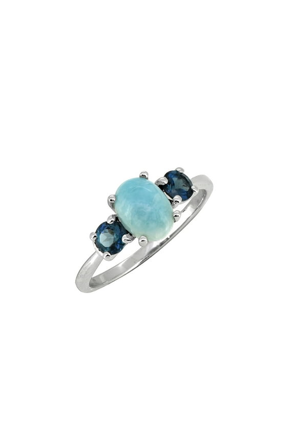 1.66 Cts. Larimar London Blue Topaz Solid 925 Sterling Silver Ring