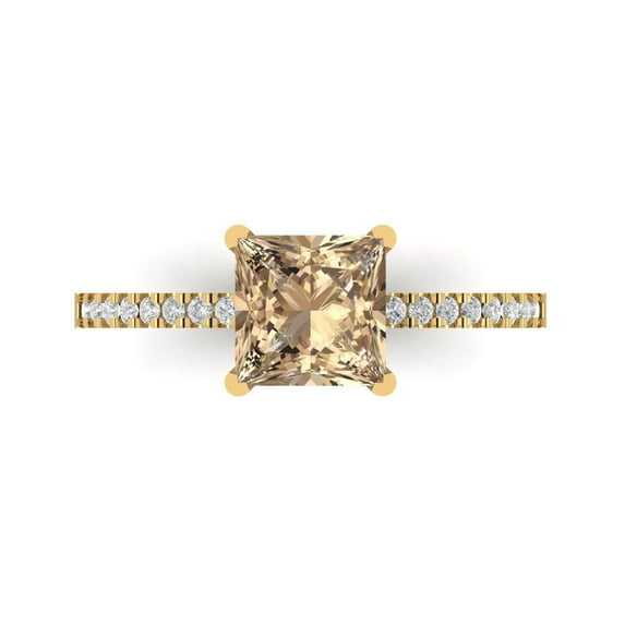 Solitaire with Accents Engagement Ring for Women - 1.62ct Yellow Moissanite in 14K Yellow Gold Promise Ring