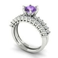 thumbnail image 1 of Clara Pucci 18K White Gold 1.66 Simulated Alexandrite Engraveable Engagement Ring + Wedding Band Set, 1 of 7