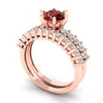 thumbnail image 1 of 1.66 ct Brilliant Round Cut Natural Garnet 14k Rose Gold Solitaire with Accents Engagement Bridal Wedding Ring Band Set size 7, 1 of 7