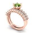 thumbnail image 1 of 1.66 ct Brilliant Round Cut Natural Peridot 18K Rose Gold Solitaire with Accents Engagement Bridal Wedding Ring Band Set size 3.5, 1 of 7