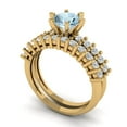 thumbnail image 1 of Clara Pucci 18K Yellow Gold Round Cut 1Ct Natural Swiss Blue Topaz Engagement Ring + Matching Band - Luxury Box Included, 1 of 7