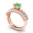 thumbnail image 1 of 1.66 ct Brilliant Round Cut Green Zircon 14k Rose Gold Solitaire with Accents Engagement Bridal Wedding Ring Band Set size 5.5, 1 of 7