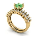thumbnail image 1 of 1.66 ct Brilliant Round Cut Green Zircon 14k Yellow Gold Solitaire with Accents Engagement Bridal Wedding Ring Band Set size 9.5, 1 of 7