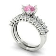 thumbnail image 1 of 1.66 ct Brilliant Round Cut Pink Zircon 14k White Gold Solitaire with Accents Engagement Bridal Wedding Ring Band Set size 8, 1 of 7