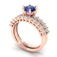 thumbnail image 1 of 1.66 ct Brilliant Round Cut Tanzanite 18K Rose Gold Solitaire with Accents Engagement Bridal Wedding Ring Band Set size 10.75, 1 of 7