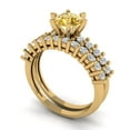 thumbnail image 1 of 1.66 ct Brilliant Round Cut Yellow Zircon 14k Yellow Gold Solitaire with Accents Engagement Bridal Wedding Ring Band Set size 8, 1 of 7