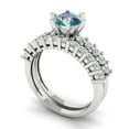 thumbnail image 1 of 1.66 ct Brilliant Round Cut Blue Moissanite 14k White Gold Solitaire with Accents Engagement Bridal Wedding Ring Band Set size 4.25, 1 of 7