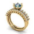 thumbnail image 1 of 1.66 ct Brilliant Round Cut Blue Moissanite 18K Yellow Gold Solitaire with Accents Engagement Bridal Wedding Ring Band Set size 9.75, 1 of 7