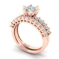 thumbnail image 1 of 1.66 ct Brilliant Round Cut White Sapphire 18K Rose Gold Solitaire with Accents Engagement Bridal Wedding Ring Band Set size 10, 1 of 7