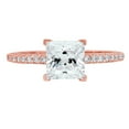 thumbnail image 1 of 1.66 ct Princess Cut Genuine Cultured Diamond SI1-SI2 G-H 14K Rose Gold Promise Wedding Statement Engagement Designer Ring size 5.5, 1 of 7