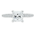 thumbnail image 1 of 1.66 ct Princess Cut Genuine Cultured Diamond SI1-SI2 I-J 14K White Gold Promise Wedding Statement Engagement Designer Ring size 8, 1 of 7
