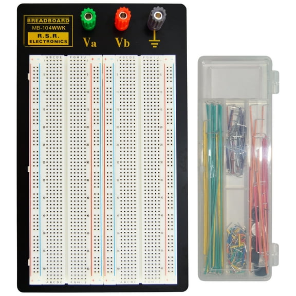 1,660 Tie Point Solderless Breadboard with Sturdy Metal Backing and 3 Binding Posts, Includes 140 Piece Jumper Wire Kit, 8.7" x 5.9"