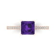 thumbnail image 1 of Solitaire with Accents Engagement Ring for Women - 1.62ct Natural Amethyst in 18K Rose Gold Promise Ring, 1 of 6