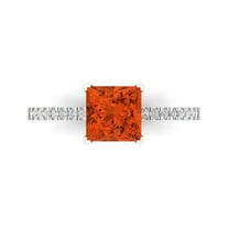 1.62 ct Princess Cut Simulated Red Diamond Solitaire with Simulated Diamond Accents 18K White Gold Womens Engagement Ring