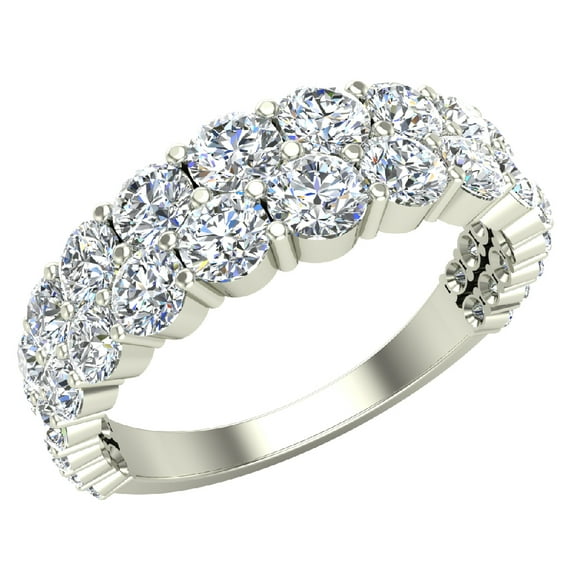 1.67 CT Connect the Dots Graduating Diamonds Two Rows Riviera Fashion Band Ring 14K White Gold