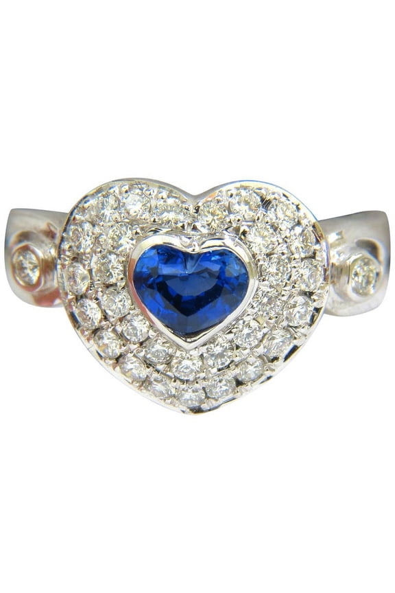1.67CT 14KT NATURAL FINE GEM HEART SAPPHIRE DIAMOND RING 3D DOME