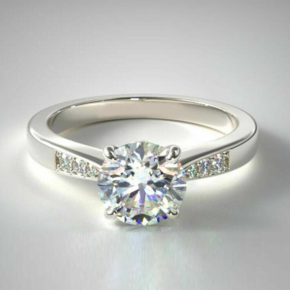 JEWELLERY CRAFT 1.67Ct Round Lab Created Diamond (VVS1/D) 14k White Gold Solitaire Ring for Women Gifts/Engagement