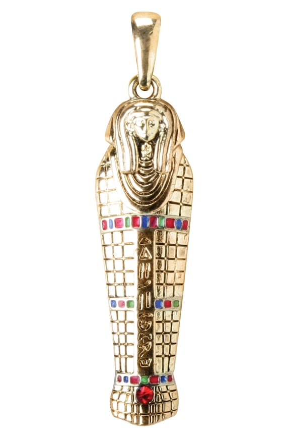 1.68 Inch Sarcophagus Pharaoh's Coffin Charm Pendant, Gold Colored
