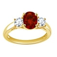 thumbnail image 1 of AFFY 1.69 Ct Simulated Garnet & White Topaz Three Stone Engagement Ring in 14k Yellow Gold Over Sterling Silver Ring Size - 4.5, 1 of 1