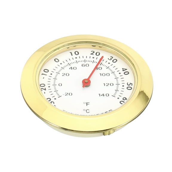 1.69" Mini Indoor Outdoor Thermometer Celsius/ Fahrenheit Temperature Monitor, Gold