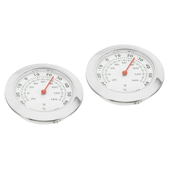 1.69" Mini Indoor Outdoor Thermometer Celsius/ Fahrenheit Temperature Monitor, Silver 2 Pack