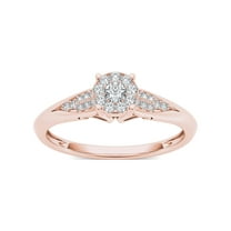 1/6Ct TDW Diamond 10K Rose Gold Cluster Ring Engagement Ring