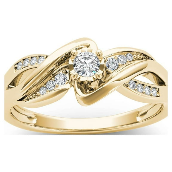 1/6Ct TDW Diamond 10K Yellow Gold Bypass Engagement Ring