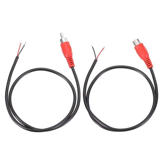 1.6FT RCA to Bare Wire Speaker Cable, 22AWG Replacement Red RCA Female Male Plug to Open End Pigtail Audio Cable Connector Adapter for Amplifier, Home Audio Speakers, Pack of 2