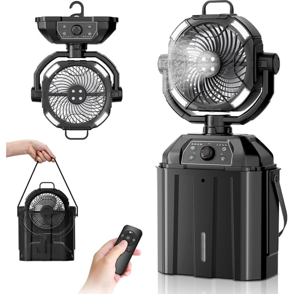 1.6GAL Bucket Portable Misting Fans for Outdoors Patios,20000mAh Rechargeable Battery Operated Camping Fan-4 Spray Outlets & LED Lantern,Outdoor Mister Cooling Fan for Travel Tent Party Office